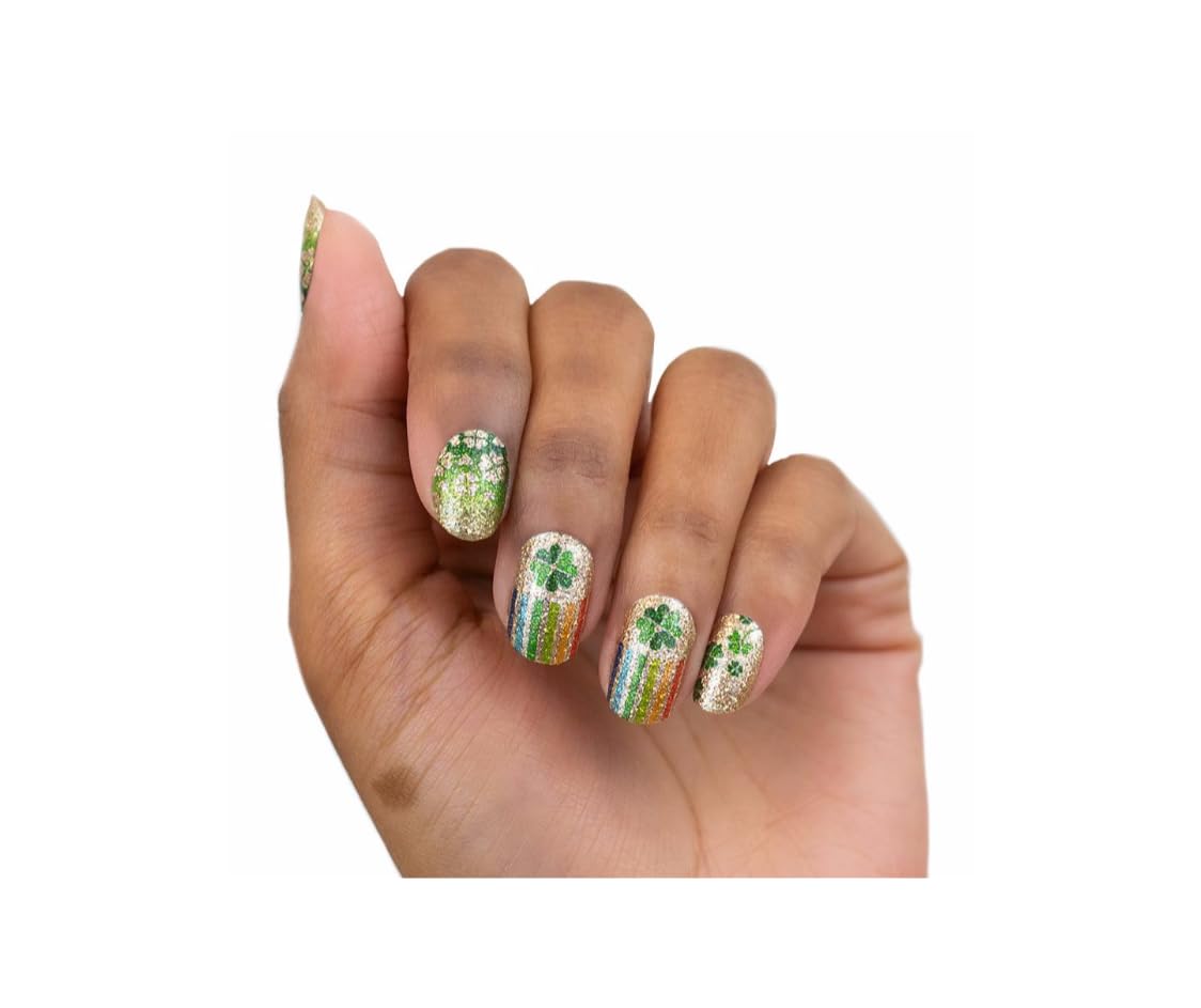 Clover Takeover - Color Street Nail Strips, Gold & Green (FDG310)