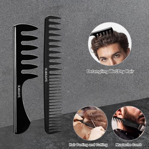 8pcs Hair Comb for Men Curly Hair Brush, Quiff Roller Brush for Adding Volume, Vent Brush Texture Comb Men Styling Comb Wide Tooth Design for Unique Styles at Salon or Home