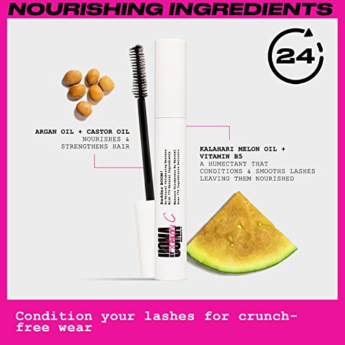 UOMA by Sharon C - Mascara Black, Badder Boom Extreme Black Mascara Volume and Length, Vegan Mascara + Argan Oil for Lash Volume, Gentle Hypoallergenic Mascara for Sensitive Eyes, Lengthening Mascara
