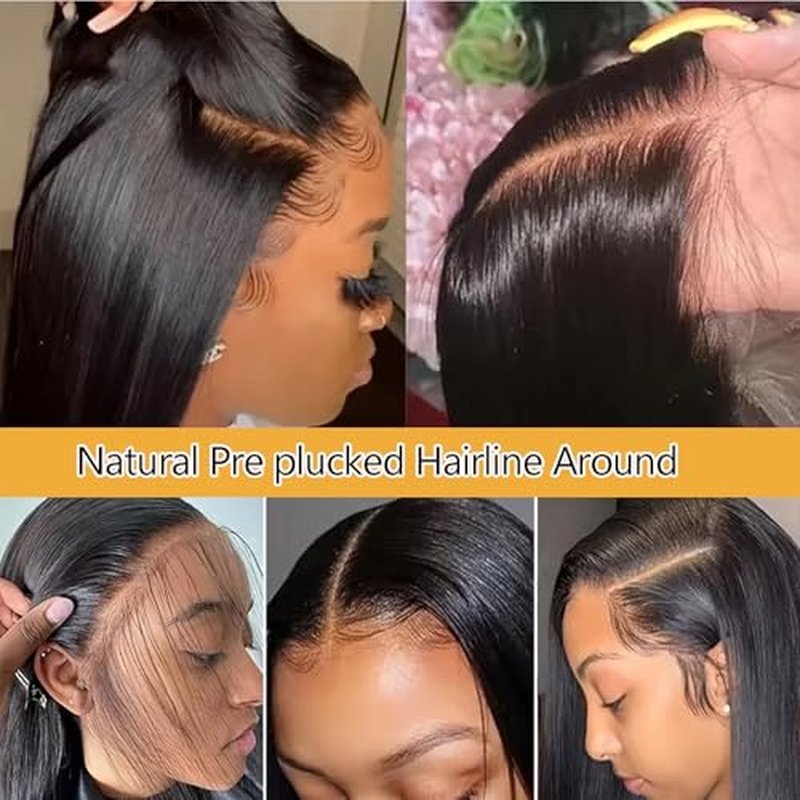13x6 Lace Front Wig 24 Inch Straight Human Hair Pre Plucked