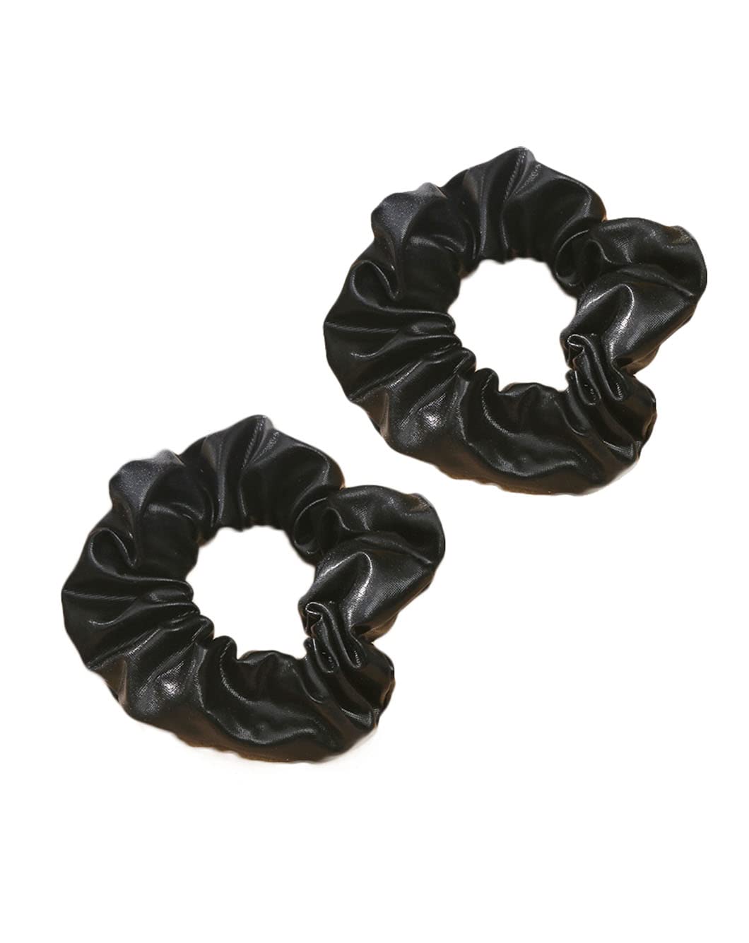 Bronzing Gilding Hair Scrunchies Floppy Metallic Ponytail Holders Gilding Hair Scrunchy BW32 (Black-Set)