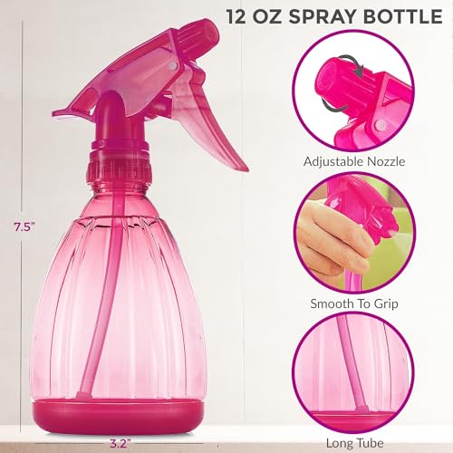 DilaBee 12oz Pink Spray Bottle - BPA-Free, Adjustable Nozzle for Cleaning & Plants