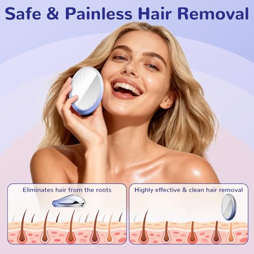 Crystal Hair Eraser for Women and Men, Reusable Crystal Hair Remover Painless Exfoliation Epilators Hair Removal for Women, Magic Hair Eraser for Back Arms Legs (Gradient Blue)