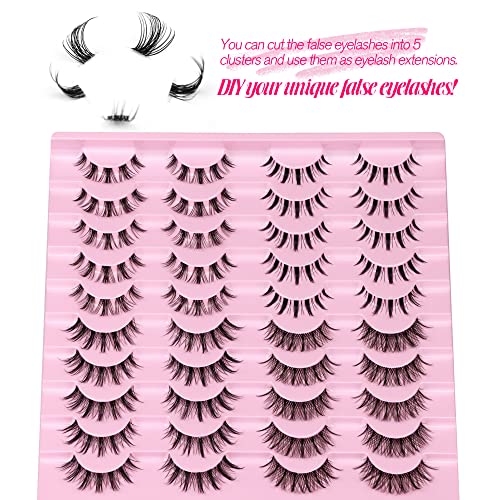 Manga Lashes 20 Pairs Mixed Styles Clear Band Wispy False Eyelashes