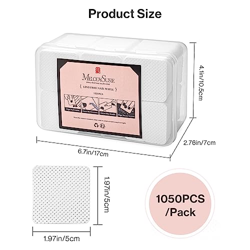 MelodySusie Lint-Free Nail Wipes - 1050 Pack Absorbent Gel Polish Remover Pads
