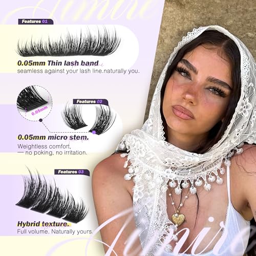 JIMIRE Fluffy Lash Clusters 10-16MM Wispy Eyelash Extensions