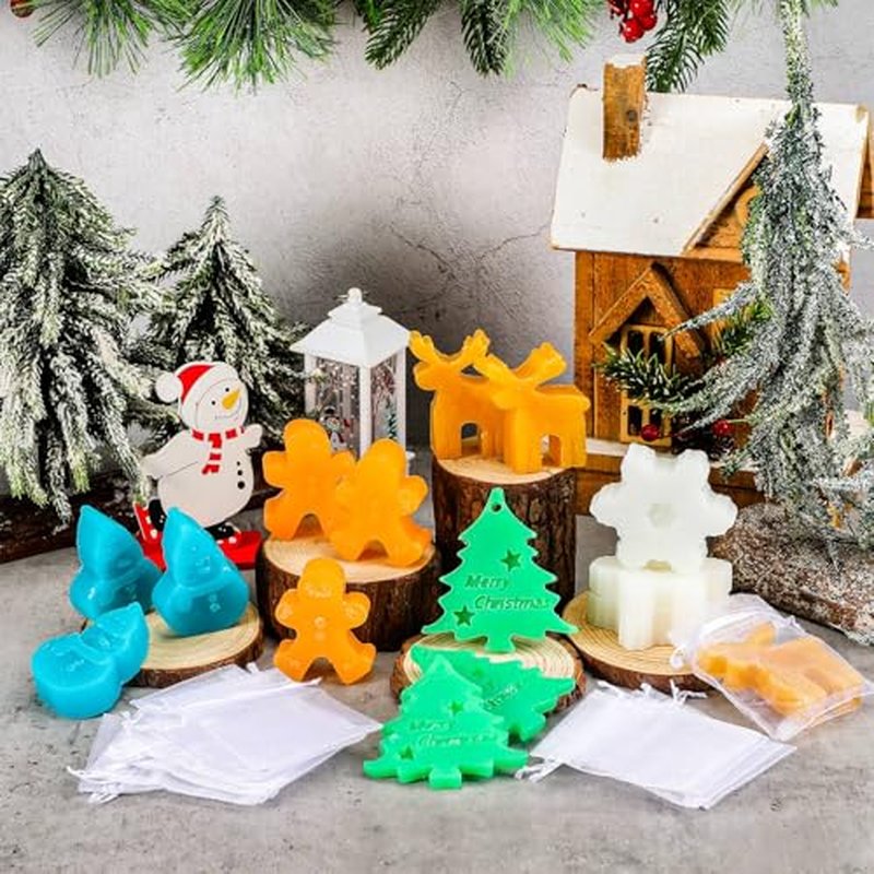 60 Set Christmas Soap Bar Gift Set Christmas Handmade Soaps Bulk Xmas Tree Snowman Gingerbread Snowflake Soaps with 50 Organza Bags 50 Thanks Tags Fun Holiday Stocking Stuffer Party Favors
