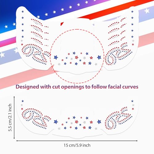 Mysense 6-Pack Patriotic Glitter Face Tattoos for 4th of July & 250th Anniversary