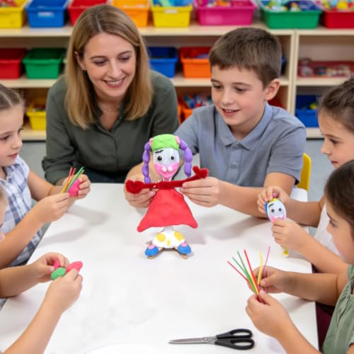 Creative Craft Set with Air Dry Clay, Sporks, Pipe Cleaners & Eyes for Kids & Adults