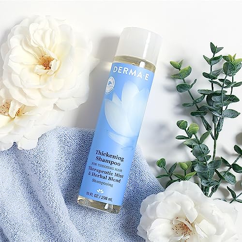 DERMA-E Thickening Shampoo for Thinning Hair ? Natural Hair Growth Shampoo ? Sulfate Free Therapeutic Mint and Herbal Volumizing, 10 oz
