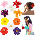 Hawaiian Flower Hair Clips - 10 Pc Set with Hibiscus & Plumeria