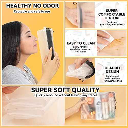 Qbily Clear Leak Proof Travel Bags for Toiletries 3 Pack, Super Soft Waterproof Leak Proof BPA Free, Semi-Clear Toiletry Cosmetic Makeup Bags for Travel, TSA Approved Travel Toiletry Bag With Zipper