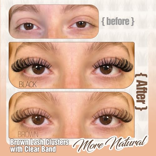 YDAGKH Brown Lash Clusters Natural Eyelash Extensions - Version 01 8-16mm Wispy D Curl