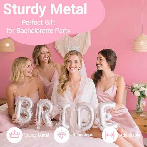 3Pcs Bride to Be Headband with Sash and Veil for Bachelorette Party Decorations, Bridal Shower Accessories for Gift, Favors - Silver