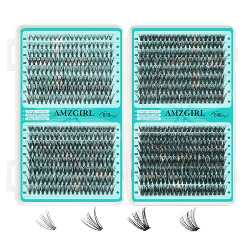 Lash Clusters 4 Style Cluster Lashes 640PCS Eyelash Extension 30D+40D+50D+60D Individual Lashes DIY Lash Extension Natural Black Cluster Eyelash Extensions at Home for Beginners(D-Mix9-16mm)