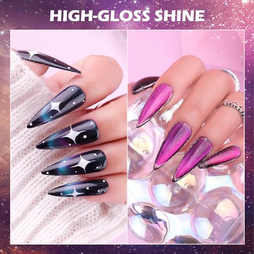 Clara Colors Gel Nail Polish Kit With UV Light - 21 Colors Holographic Chameleon 9D Cat Eye Polish With Magnet, Base Top Coat, Tools - All-In-One Nail Art Manicure Starter for Salon DIY Home