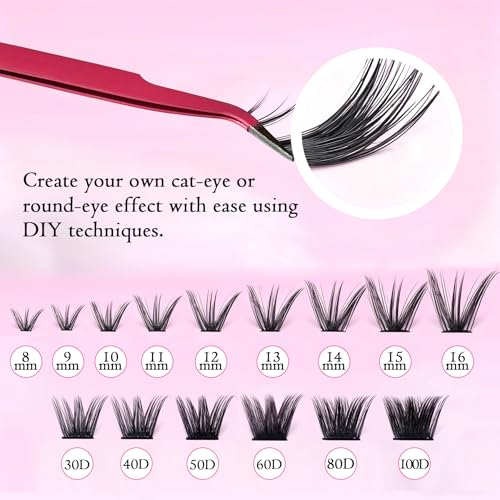Lash Clusters Kit - 10-16mm DIY Individual False Eyelashes with Bond