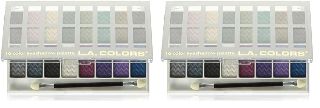 L.A. COLORS 16 Color Eyeshadow Palette, Smokin', 0.95 Oz,Powder (Pack of 2)