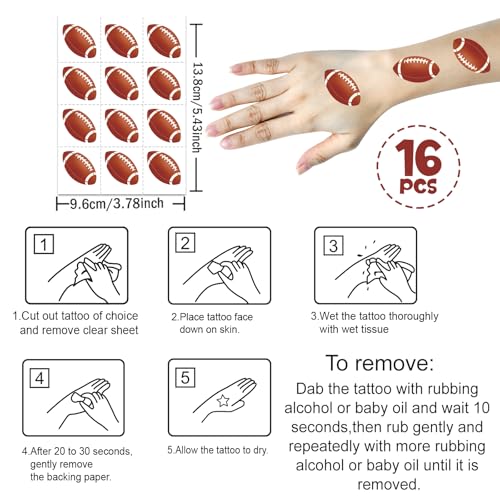Football Temporary Tattoos - 192Pc Pre-Cut Stickers, 16 Sheets