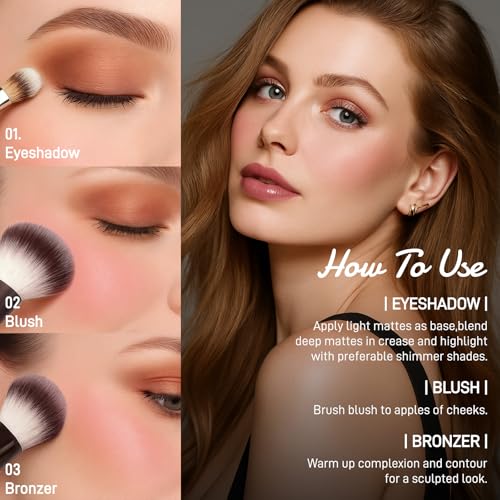 UCANBE Full Size Baked Makeup Palette with Eyeshadow, Blush & Brushes