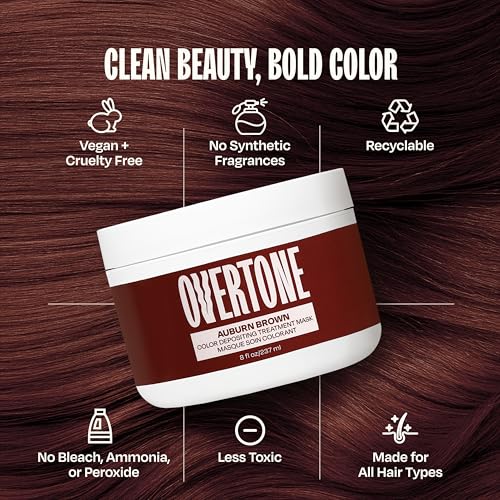 oVertone Auburn Brown Color Depositing Hair Mask - 8 oz
