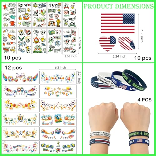 World Cup 2026 Soccer Party Favors Set - 36Pc Temporary Tattoos & Bracelets