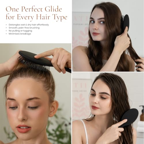 Glow Detangler Hair Brush for Women Wet or Dry, Fine & Curly Hair