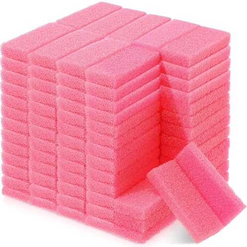 Batiyeer Disposable Pumice Stones for Feet - 100 Pack Foot Callus Remover (Pink)