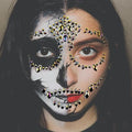 Halloween Sugar Skull Face Gems Jewels Skull Temporary Rhinestone Face Tattoo Day Of The Dead Face Decal Tattoo Stickers For Halloween Festival Rave Party Festival Accessories (Black Gold)