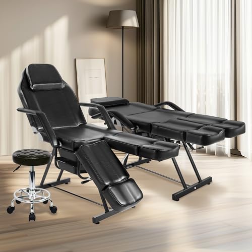 KIIUMI Tattoo Chair Facial Bed Massage Table with Stool