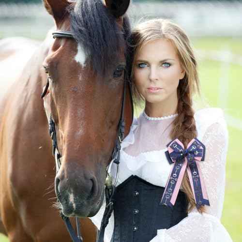 Umibow 2 Pcs Equestrian Hair Bow Clips Horse Bit Pattern Hairpin Equestrian Show Bowknot Hair Barrettes Horse Show Hair Bows for Horseback Riding Competitions