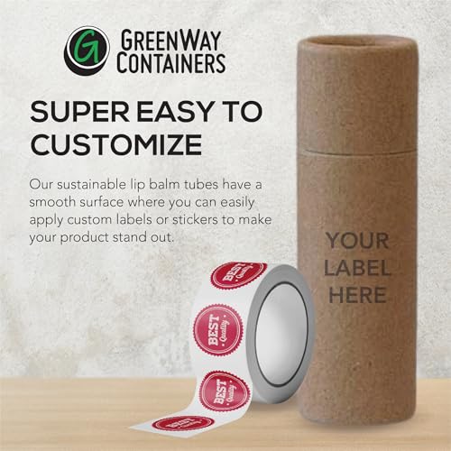 GreenWay 0.15oz / 4.25g Kraft Paperboard Lip Balm Tubes with Lids - 25 Pack Lip Gloss Tubes Refillable DIY Cosmetic Containers ? Extra Thick Push-Up Bottom Lip Balm Containers - Brown