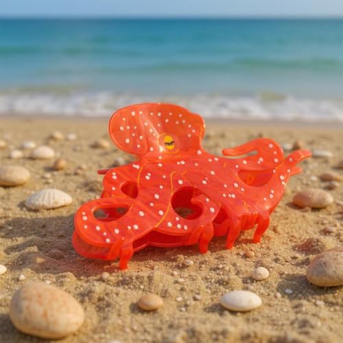 Ocean Animal Octopus Hair Claw Clips for Women - Funky Acetate Design