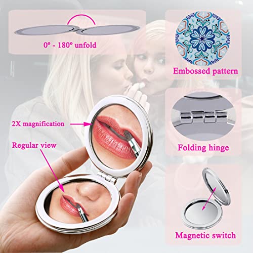 Compact Folding Makeup Mirror 7cm Dual Magnification 6-Pack