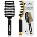 HIPPIH Boar Bristle Hair Brush Set for All Hair Types - Detangling & Smoothing