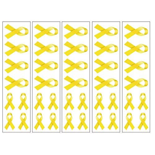 40 Yellow Ribbon Temporary Tattoos: Bone Cancer Awareness Tattoo