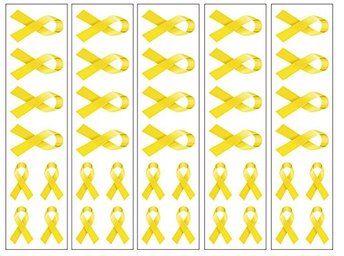 120 Yellow Ribbon Temporary Tattoos - Bone Cancer Awareness