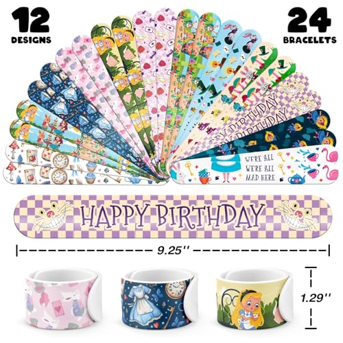 96pc Alice Party Favor Set - Slap Bracelets & Glow Tattoos
