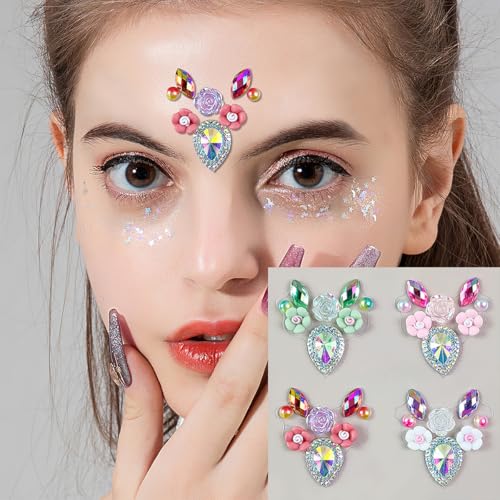 18 Pcs Mermaid Face Gems Stickers - Rhinestone Party Makeup