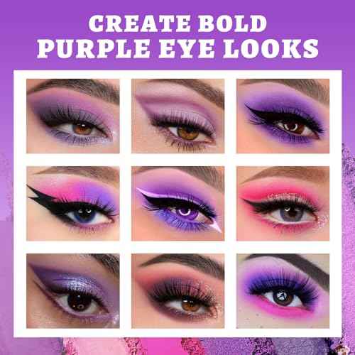 UCANBE 2pcs Eyeshadow Palette Makeup Set, Green Purple Color Shimmer Matte Metallic Eye Shadow Pallet with Soft Brush Eye Make Up Kit for Halloween Cosplay Costume Beetlejuice Medusa Poison Ivy Ursula