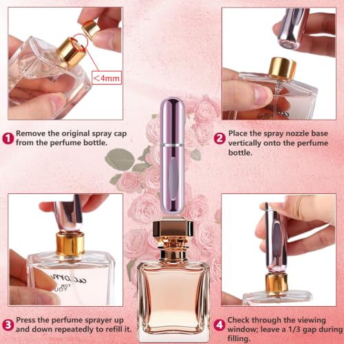 Refillable Perfume Atomizer Set - Leak-Proof, 5ml, 4 Colors - Silver Pink Blue Black