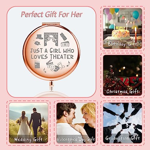 MYOSPARK Drama Theatre Compact Makeup Mirror - Rose Gold Electroplated, 2.6 x 2.8 inches - Foldable, 2-Sided for Drama Lovers - Theater Gifts