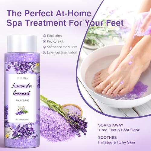 Lavender Foot Soak Set - 4-in-1 Pedicure Kit with Salts, File & Urea Cream