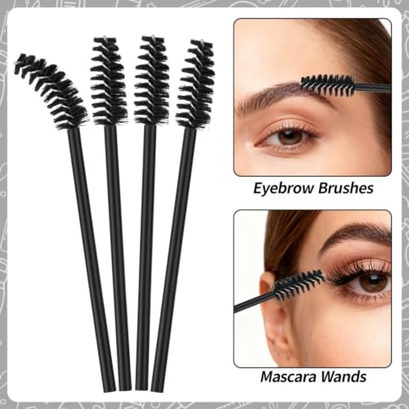 600-Pcs Disposable Eyelash Brushes with Container - Mascara Wands