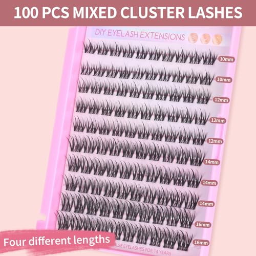 MLEN DIARY Cluster Lashes 100pk - DIY Eyelash Extensions 10-16mm