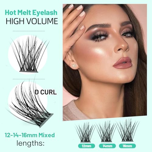 Bodermincer Eyelashes Clusters 10-12-14mm Mixed/12-14-16mm Mixed/14-16-18mm Mixed/16-18-20mm Mixed Nature D Curl False Lashes Cluster Eyelashes (10-12-14mm Mixed)