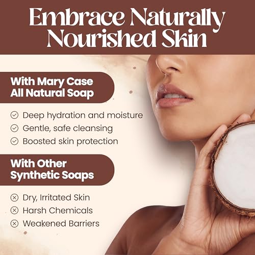 Mary Case All Natural Bar Soap for Men & Women (Set of 4) - Pine Tar Bath Soap Bar with Olive, Coconut, and Pine Oils & Dried Mint Leaves - Vegan Bath Soaps for Revitalizing & Soothing Skin