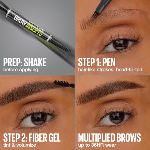 Maybelline Brow Inserts Eyebrow Pen 2-in-1 Micro Needle, 36-Hour Wear