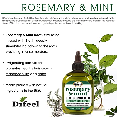 Difeel Rosemary and Mint Root Stimulator with Biotin 2.5 oz. - Hair Growth Scalp Treatment, Rosemary Mint Oil for Hair Growth