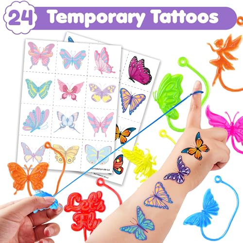 48pc Butterfly Party Favors - Sticky Hands & Tattoos Combo